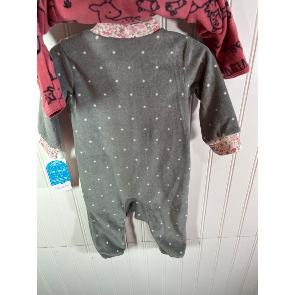 Carter's Set of two Sleeper Footie Pajamas 2-Way Zipper 3 Months New With Tags - Picture 4 of 8